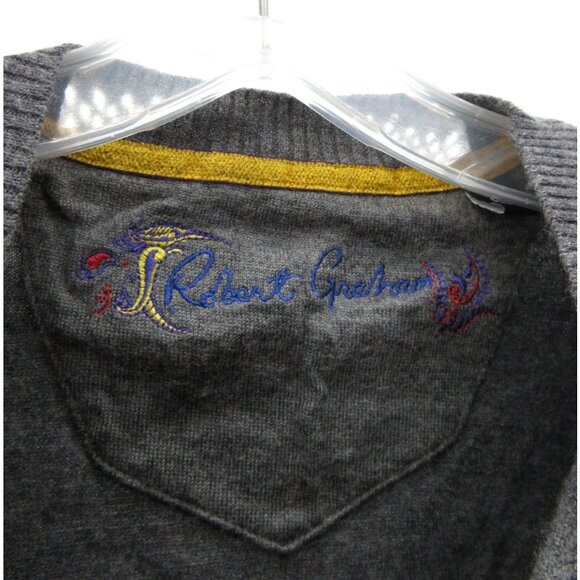 Robert Graham Sweater Large (S) Wool Cashmere Jacquard Paisley Pullover - Picture 9 of 12